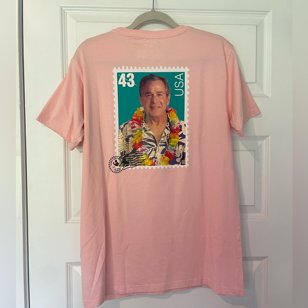 Rowdy Gentleman- Light Pink- George Bush T-shirt- Size Medium